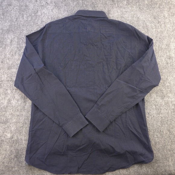 Ted Baker Shirt 5 Blue Geometric Long Sleeve Point Collar Button Up Cotton - Picture 8 of 9